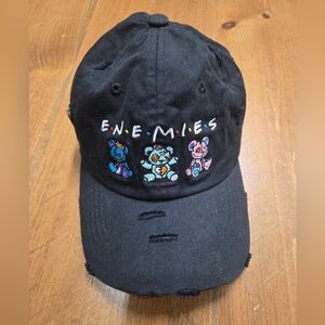 Black Hat with Colorful Bear Design